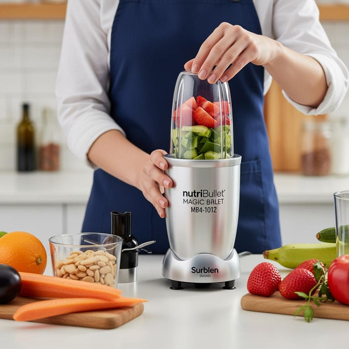 خلاط نوتري بوليت ماجيك بوليت 400 واط - MB4-1012، 11 قطعة، فضي being used - Generated 1