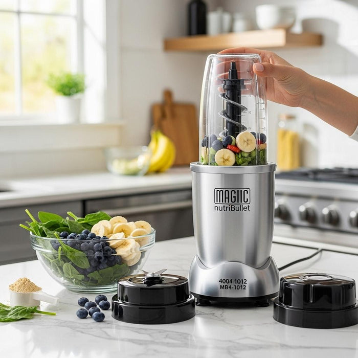 خلاط نوتري بوليت ماجيك بوليت 400 واط - MB4-1012، 11 قطعة، فضي being used - Generated 1