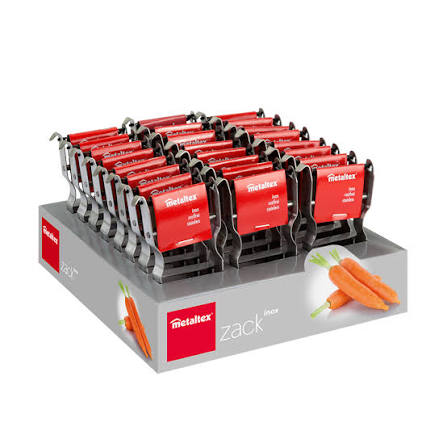 مقشرة خضار وفواكه زاك بشفرة فولاذية علبة عرض 24 قطعة من Metaltex