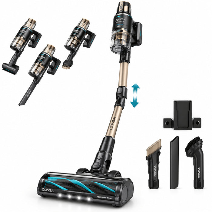 مكنسة عمودية لاسلكية كونغا روكستار RS90 (Conga Rockstar RS90 Pet Flex) بقدرة 600 واط لطرد الشعر من Cecotec