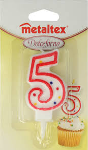 شمعة عيد ميلاد رقم 5 طول 7 سم للحفلات والمناسبات من Metaltex