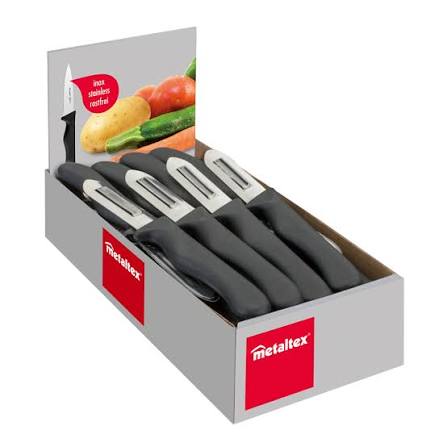 مقشرة خضار وفواكه ستانلس ستيل علبة عرض 28 قطعة من Metaltex