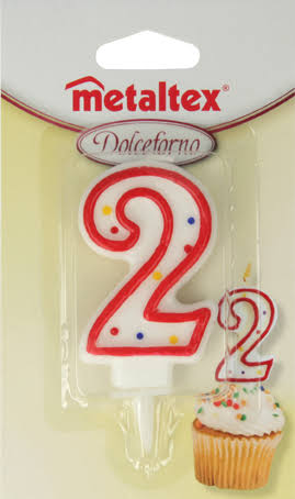 شمعة عيد ميلاد رقم 2 طول 7 سم للحفلات والمناسبات من Metaltex