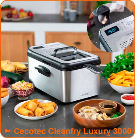 قلاية زيت رقمية كلين فراي لوكجري 3000 (CleanFry Luxury 3000) بقدرة 2400 واط وسعة 3.2 لتر من Cecotec