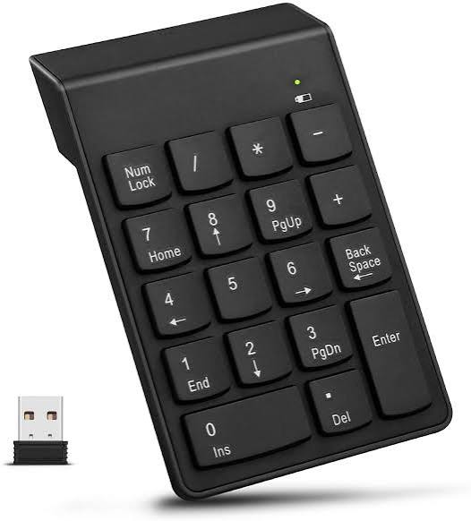 لوحة مفاتيح رقمية لاسلكية USB 18 مفتاح، سماكة 1.2 سم ووزن 90 جرام، تعمل بنظام 2.4GHz