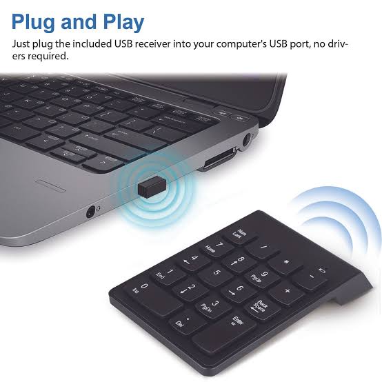 لوحة مفاتيح رقمية لاسلكية USB 18 مفتاح، سماكة 1.2 سم ووزن 90 جرام، تعمل بنظام 2.4GHz