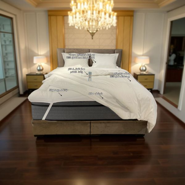 طقم مستلزمات سرير 9 قطع من ARMN Cloud - أبيض، لحاف 220*260 سم، تصميم مطرز وحشوة هولوفايبر.