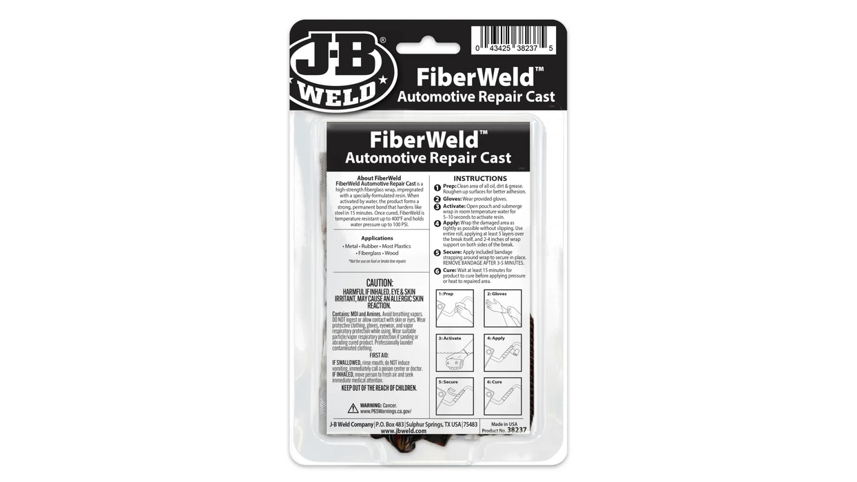 لفافات إصلاح السيارات من فايبرويلد - 2×36 بوصة مقاومة للماء وحرارة 400 درجة