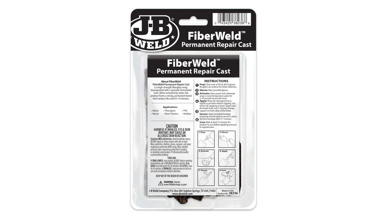 رباط الإصلاح الدائم FiberWeld™ بقوة 1500PSI لجفاف سريع وإصلاحات متعددة الأسطح