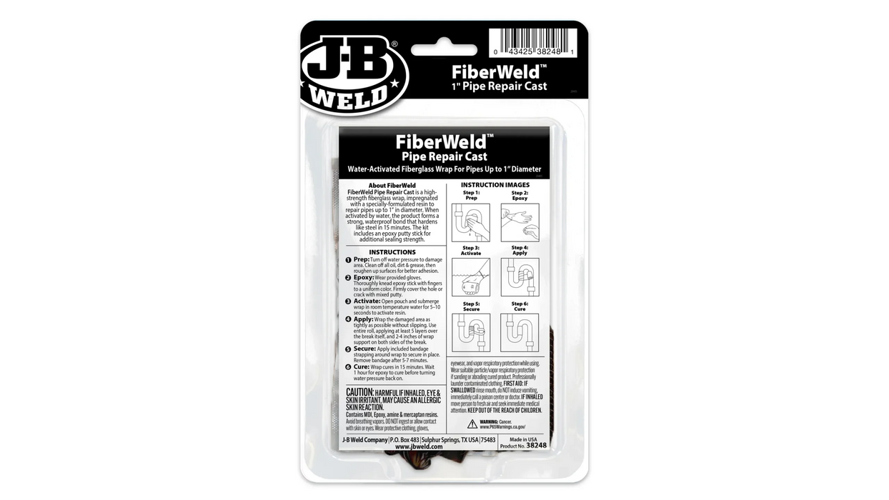 صندوق إصلاح الأنابيب FiberWeld™ 1" مع معجون إيبوكسي مقاوم للماء 500PSI