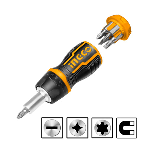 مفك قزم طقطيقة INGCO 1x8 بأبعاد 1/4" * 25 ملم مع 8 وظائف وجودة عالية من INGCO
