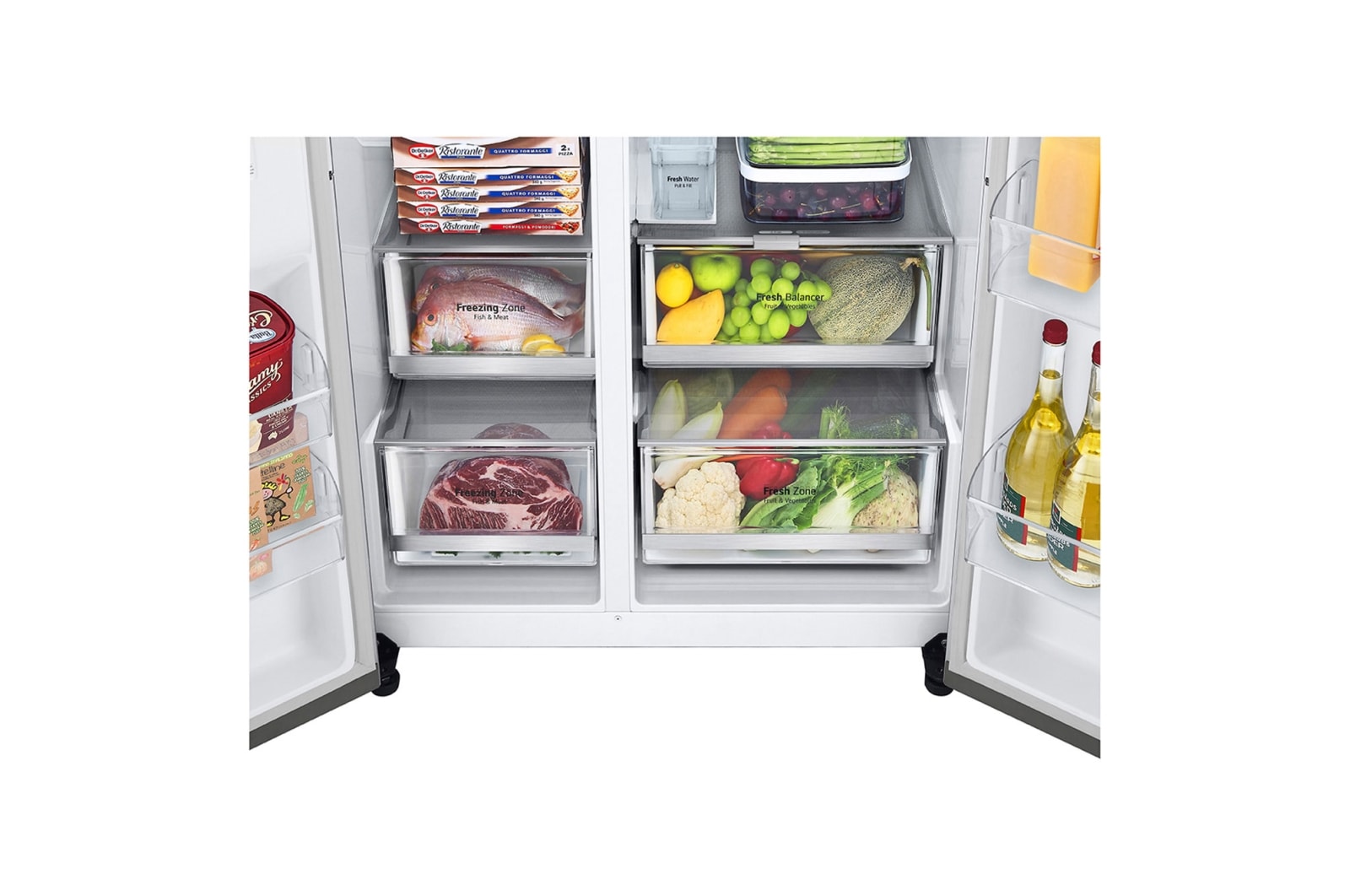 ثلاجة LG InstaView™ ذات الباب المزدوج، سعة 674 لتر، لون فضي ثلاجة LG InstaView™ ذات الباب المزدوج، سعة 674 لتر، لون فضي