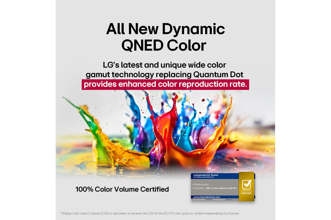شاشة إل جي QNED evo مقاس 86 بوصة QNED86 بدقة 4K بمعدل تحديث 144 هرتز تلفزيون ذكي مع جهاز تحكم سحري بالذكاء الاصطناعي نظام webOS25 إصدار 2025