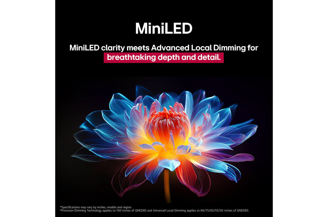 شاشة إل جي QNED evo مقاس 86 بوصة QNED86 بدقة 4K بمعدل تحديث 144 هرتز تلفزيون ذكي مع جهاز تحكم سحري بالذكاء الاصطناعي نظام webOS25 إصدار 2025