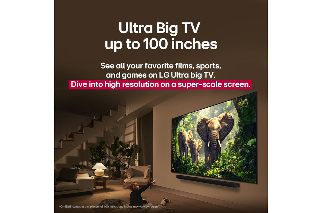 شاشة إل جي QNED evo مقاس 86 بوصة QNED86 بدقة 4K بمعدل تحديث 144 هرتز تلفزيون ذكي مع جهاز تحكم سحري بالذكاء الاصطناعي نظام webOS25 إصدار 2025