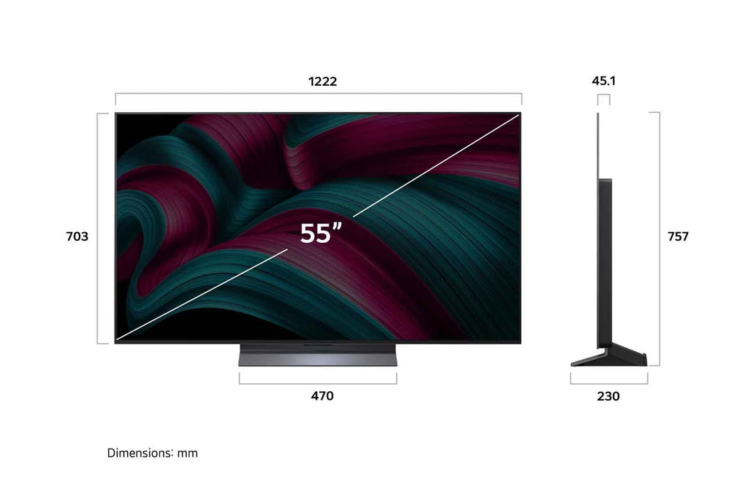 تلفزيون LG OLED evo AI C5 مقاس 55 بوصة بدقة 4K 144Hz ومدعوم بجهاز التحكم AI Magic remote وواجهة webOS25 طراز عام 2025