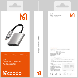 محول صوتي مزدوج USB-C 2 في 1: شحن سريع 60 واط ودعم الصوت بسلاسة من Mcdodo