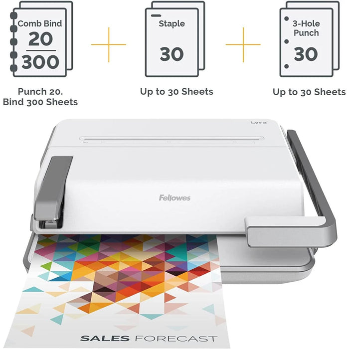 مركز تغليف وتجليد ليرا 3 في 1 (تجليد، تدبيس، تثقيب) من Fellowes