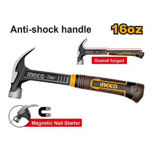 شاكوش خلع صناعي مغنطيس INGCO بوزن 450 غرام وطول 345 مم مع مقبض مريح من INGCO