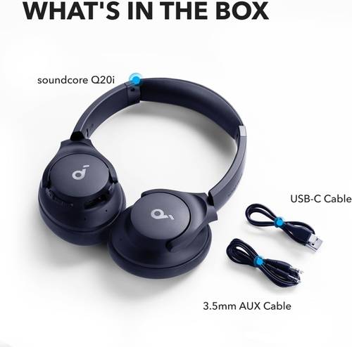 سماعات Soundcore Q20i - أزرق، صوت واضح وتصميم مريح من Anker