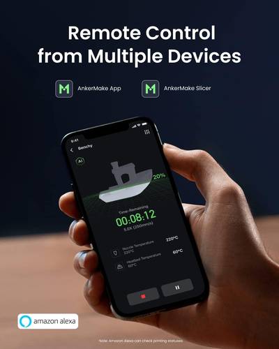طابعة ثلاثية الأبعاد FDM 5X باللونين رمادي وأخضر بتقنية FDM من Anker