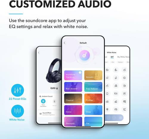 سماعات Soundcore Q20i - أزرق، صوت واضح وتصميم مريح من Anker