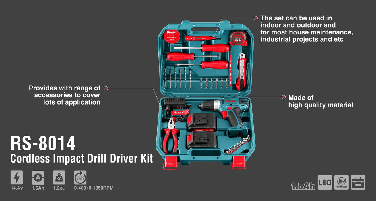 دريل شحن 14,4فولت من RONIX