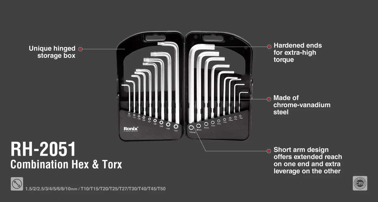 طقم الن كي مشرنف + عادي 18 قطعة من RONIX