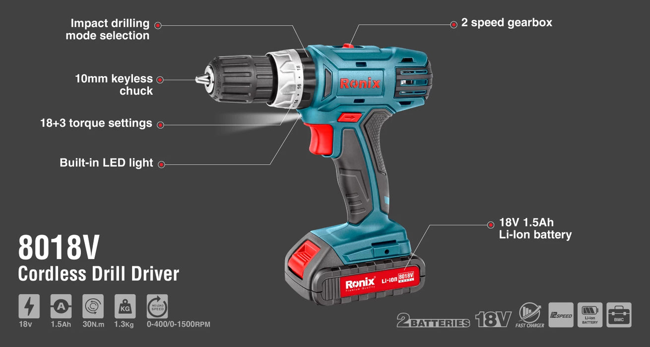 دريل شحن 18 فولت IMP من RONIX