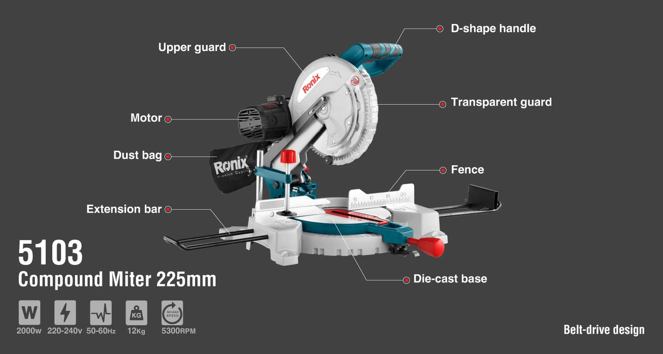 منشار ذيل 255mm 2000w من RONIX