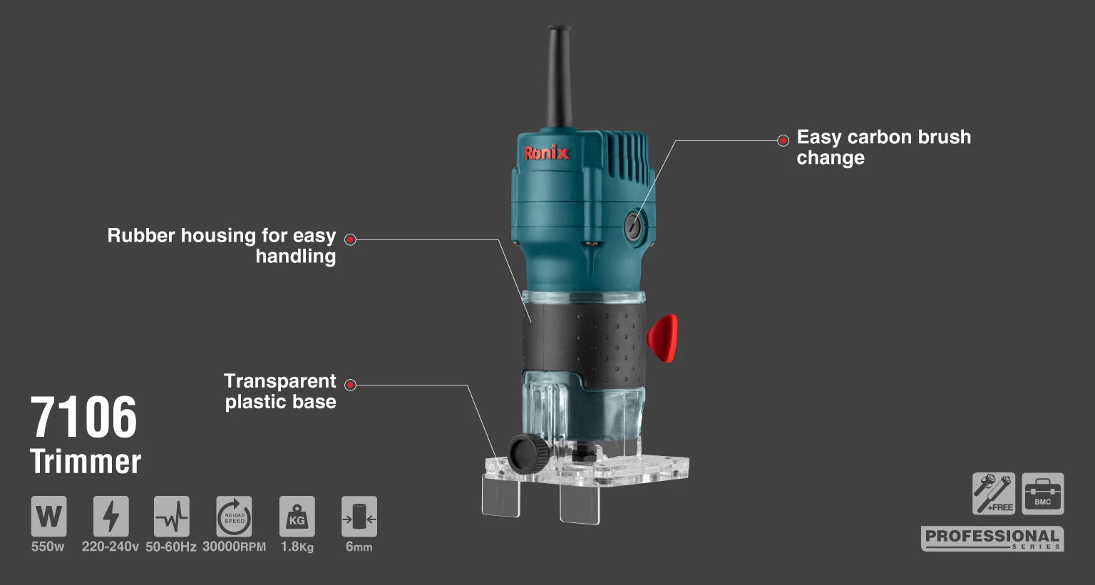 ماكنية راوتر مع ملزمة 550 واط من RONIX ماكنية راوتر مع ملزمة 550 واط من RONIX