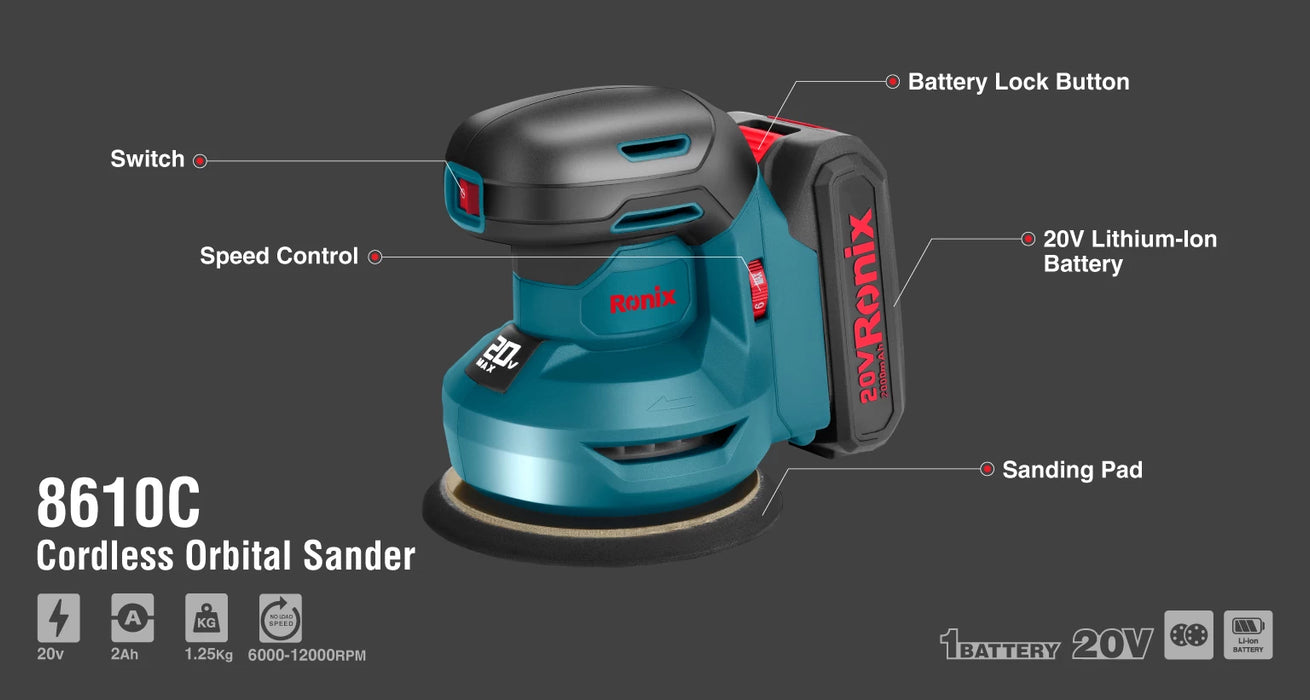 خفافة شحن 520V بدون بطارية من RONIX