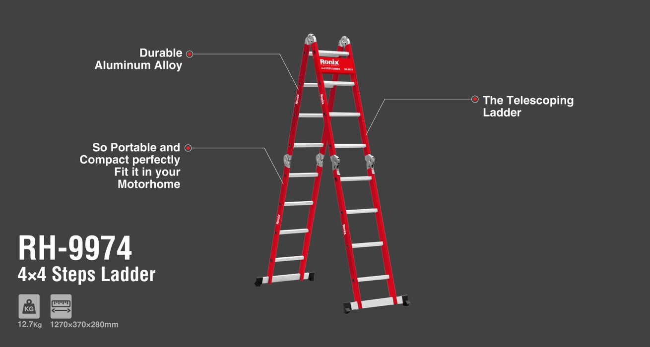 سلم معدني طوي 4*4 16 درجة من RONIX