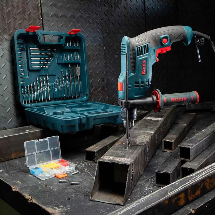 دريل 13ملم 750 واط مع ريش 52 قطعه من RONIX