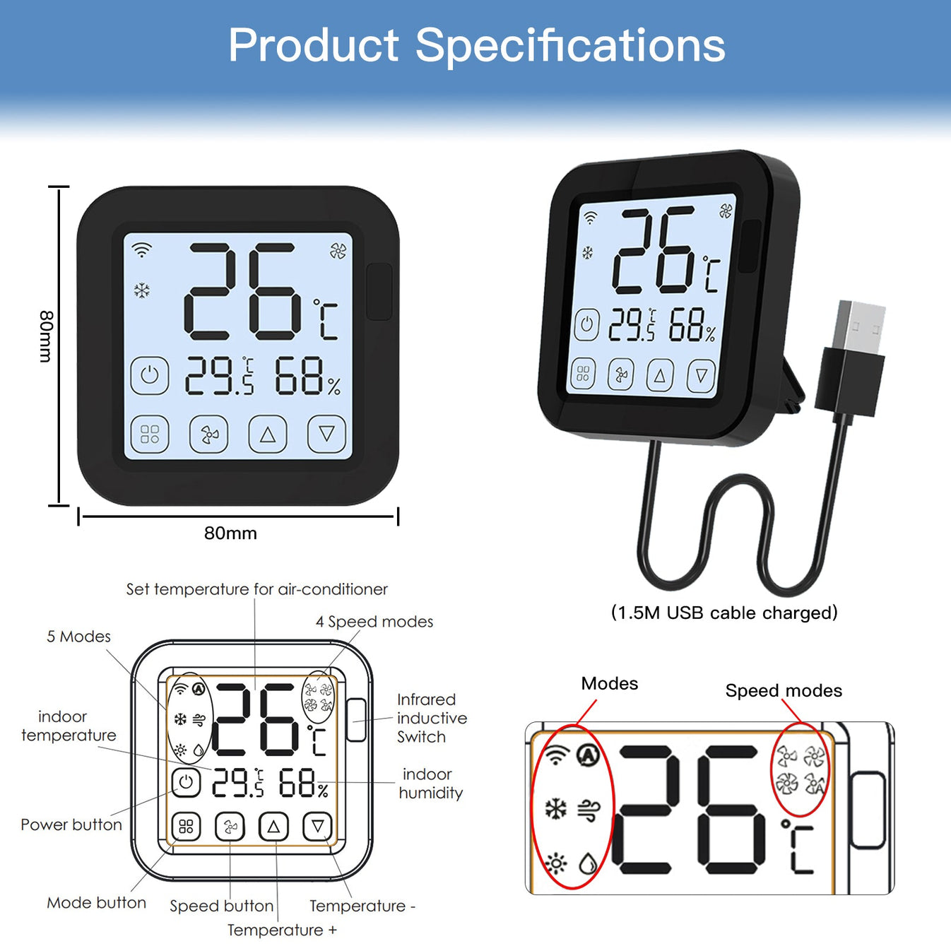 IR-AC thermostat for air conditioning operation IR-AC thermostat for air conditioning operation