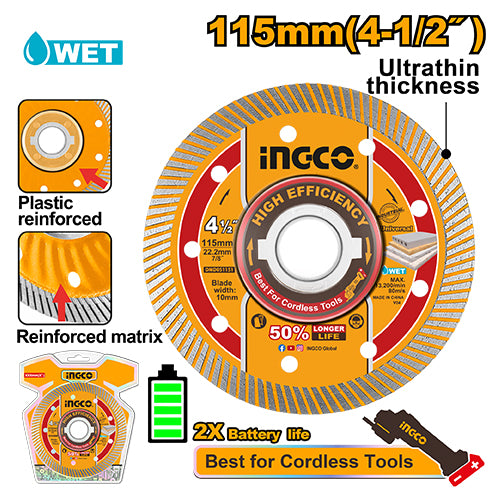 طارة قص جرانيت 4.5" مسكر سماكة 1.4MM مخصصة لصاروخ لقص فعال وسريع من INGCO