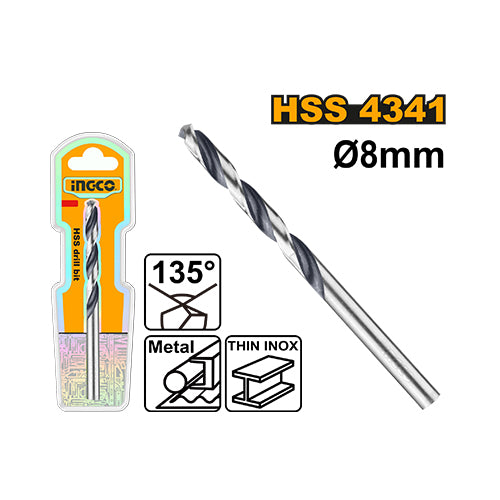 ريش حديد 8 ملم HSS 4341 بزاوية 135° وتحمل عالٍ للاستخدام الشاق من INGCO