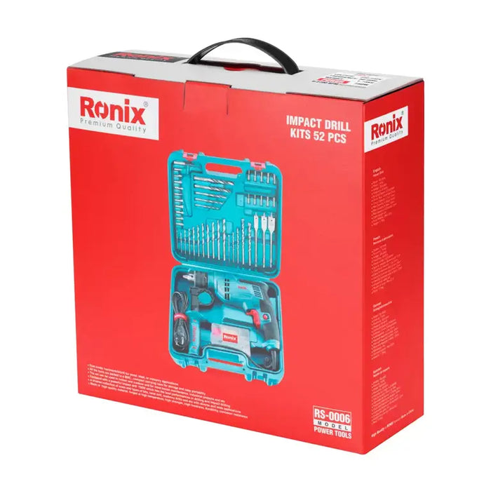 دريل 13ملم 750 واط مع ريش 52 قطعه من RONIX