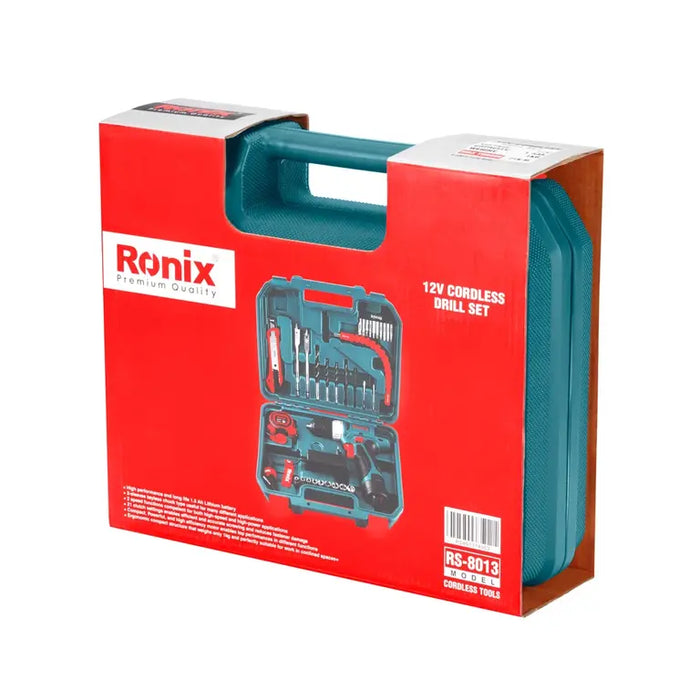 دريل شحن مع طقم عدة وريش من RONIX