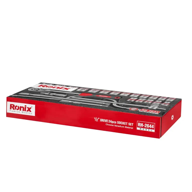 طقم بوكس 24 قطعة حديد 1/2 من RONIX طقم بوكس 24 قطعة حديد 1/2 من RONIX