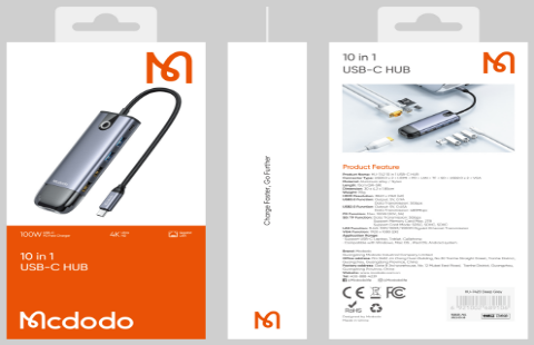هوب USB-C متعدد المنافذ 10 في 1 بدقة 4K HDMI ونقل بيانات سريع من Mcdodo