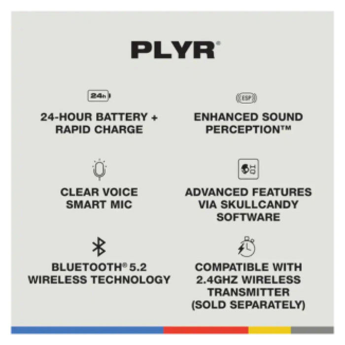 سماعة الألعاب اللاسلكية سماعات سكلكاندي TW MOD اللاسلكية - بلوتوث 5.2 وعمر بطارية 34 ساعة - أسود PLYR® متعددة المنصات مع بلوتوث 5.2