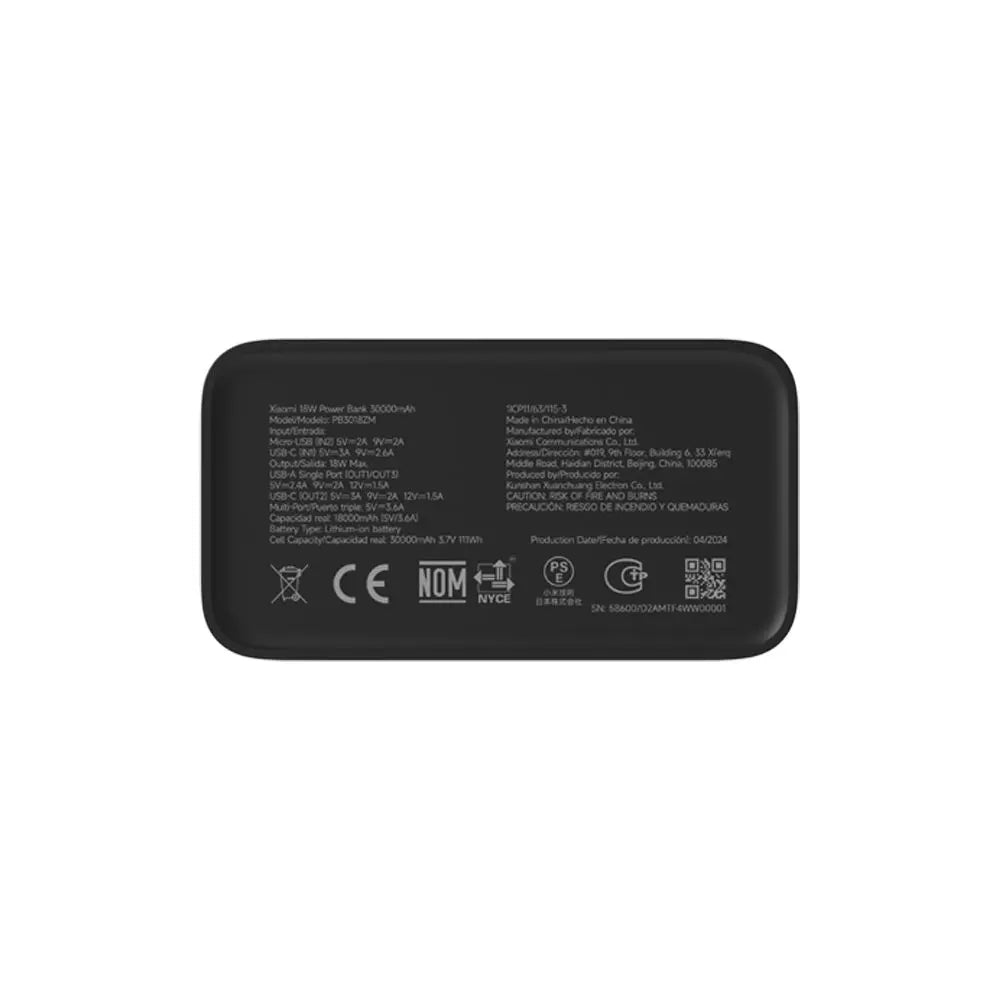 Xiaomi 18W 30000mAh Power Bank | Black Xiaomi 18W 30000mAh Power Bank | Black