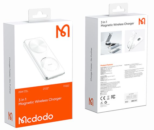 شاحن لاسلكي مجمع قابل للطي 3 في 1 بقدرة 25 واط لثلاثة أجهزة في وقت واحد من Mcdodo