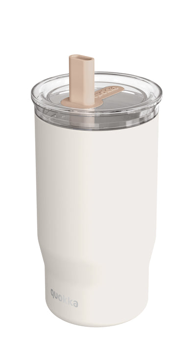 كوب كوكا الحراري  مع مصاصة ستانلس - أبيض ايفوري 720 مل