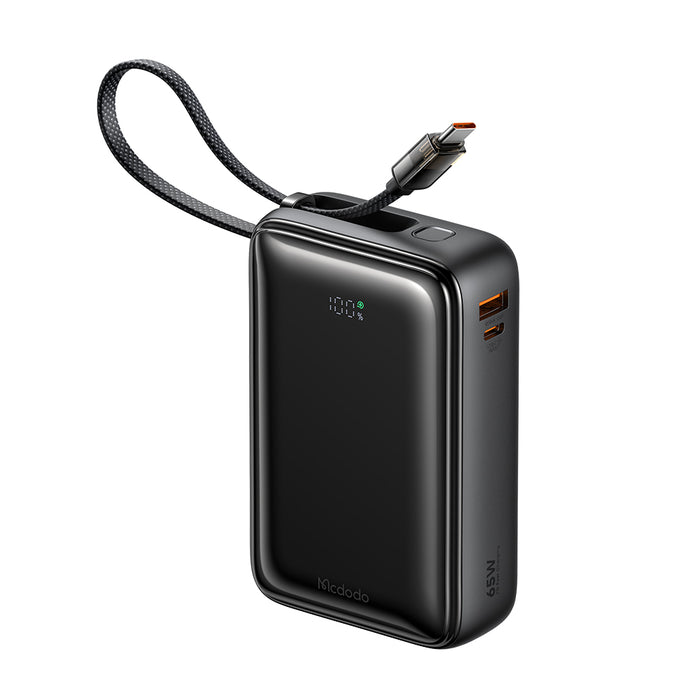 باور بانك 20000mAh 65W مع كابل مدمج وشاشة LED لشحن سريع في أي مكان من Mcdodo
