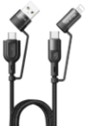كابل شحن بيانات سريع 4 في 1 60 واط USB-A/C إلى Lightning وطوله 1.2م مع دعم PD وAFC وQC من Mcdodo