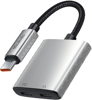 محول صوتي مزدوج USB-C 2 في 1: شحن سريع 60 واط ودعم الصوت بسلاسة من Mcdodo