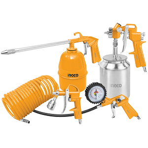 طقم عدة هواء 5 قطع بطول خرطوم 5م وقطر 8مم وضغط 100PSI من INGCO