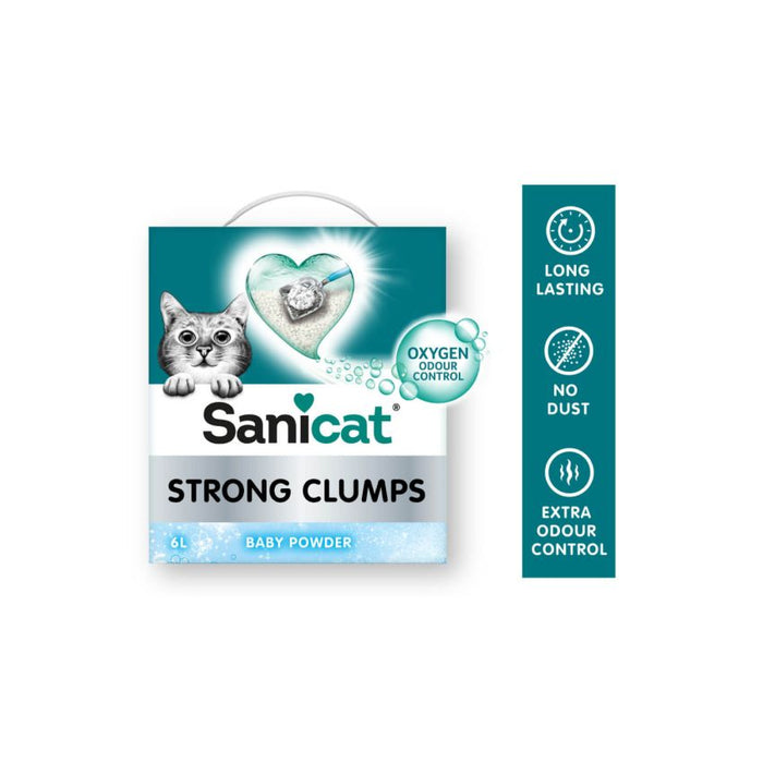 رمل قطط SANICAT فائق التكتل برائحة بودرة الأطفال 10 لتر